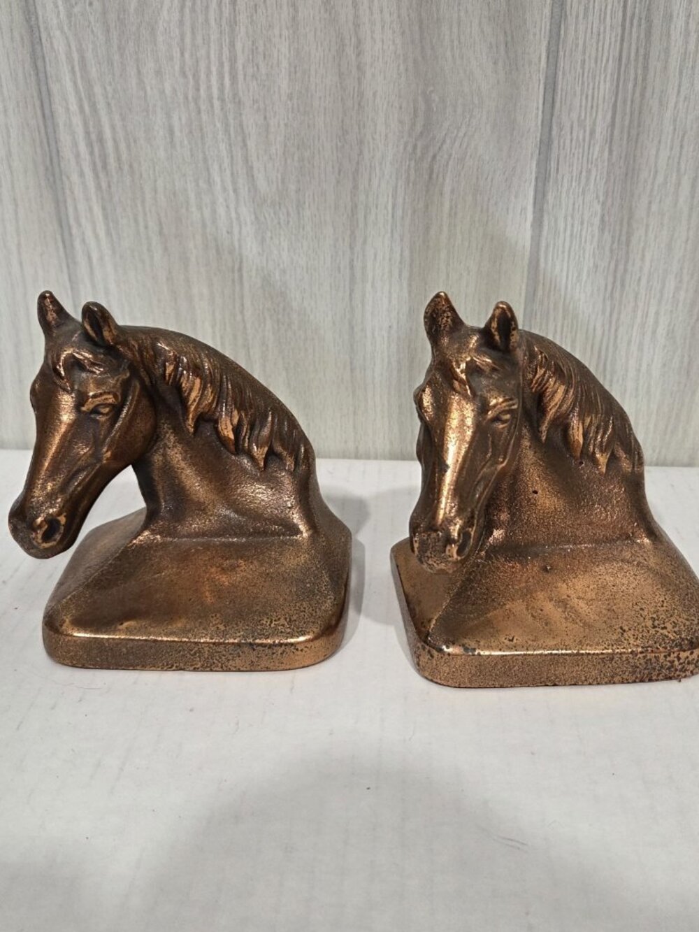 Philadelphia Manufacturing Co PMC 88 Horse Head Bookends Bronze Brassed